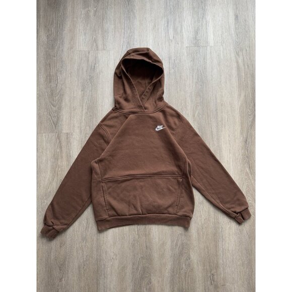 Rare Vintage Y2K Nike Swoosh Brown Hoodie Youth XL Kids Sports Streetwear - Picture 1 of 8